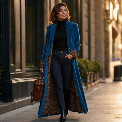 Velvet Long Sleeve Maxi Coat