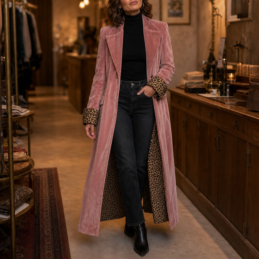 Velvet Long Sleeve Maxi Coat