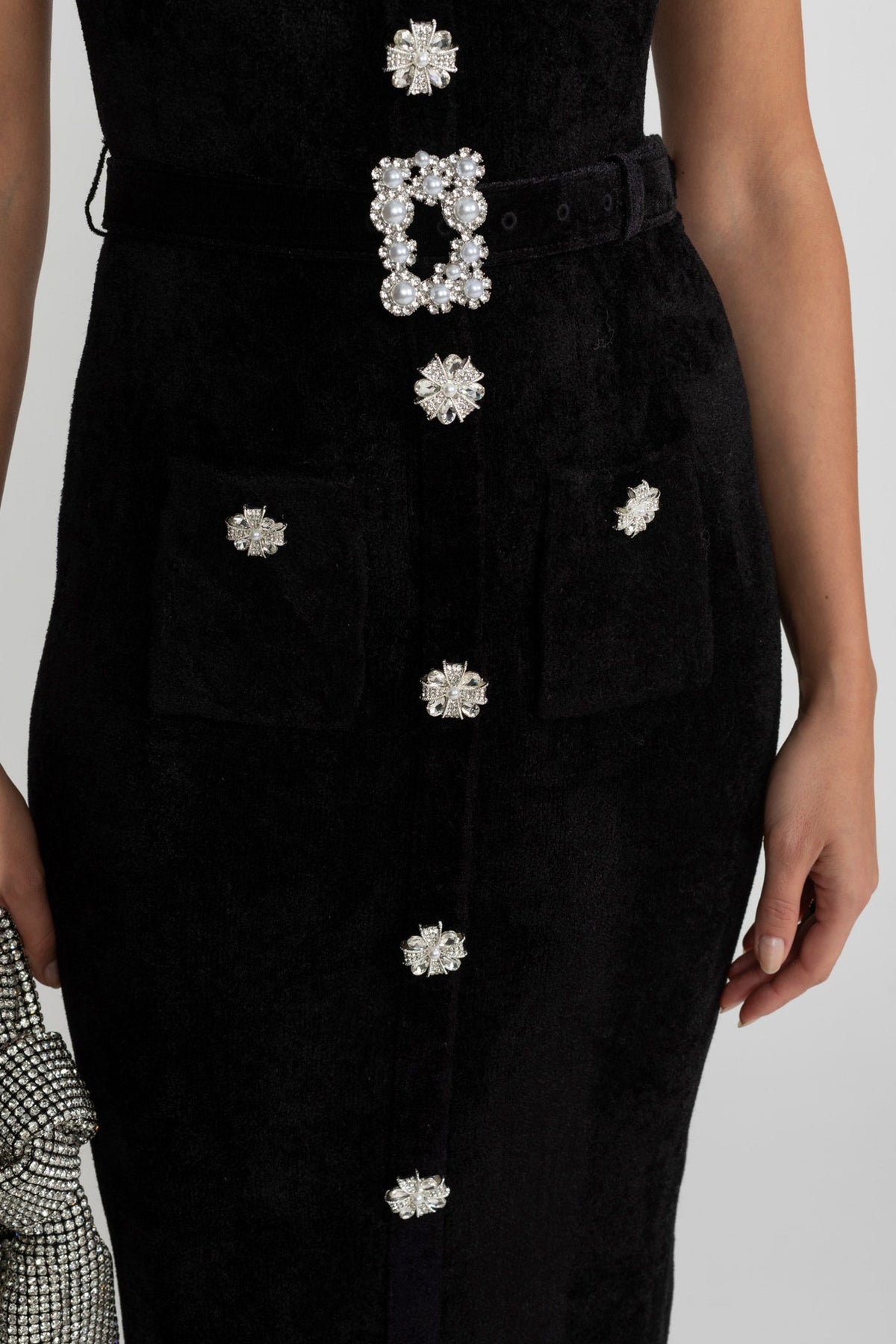 Velvet Short Sleeve Midi Dress